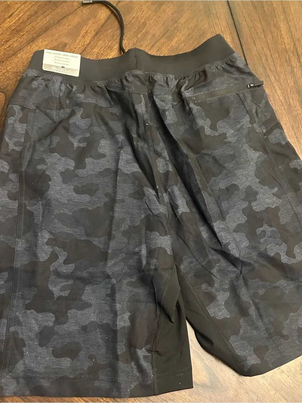 Gaiam Men's Athletic Gym Running Shorts - Pitch Black Camo, Small New